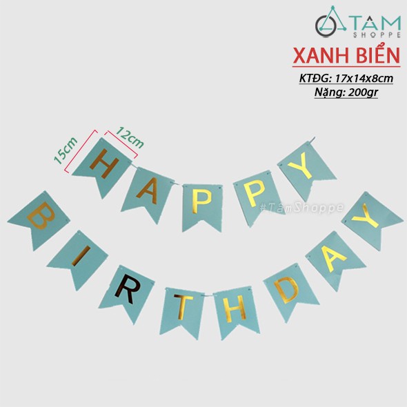 [DÀY ĐẸP CỨNG CÁP - KÈM DÂY TREO] Dây chữ Happy birthday bằng giấy ép kim vàng PA-DCHPBD-01