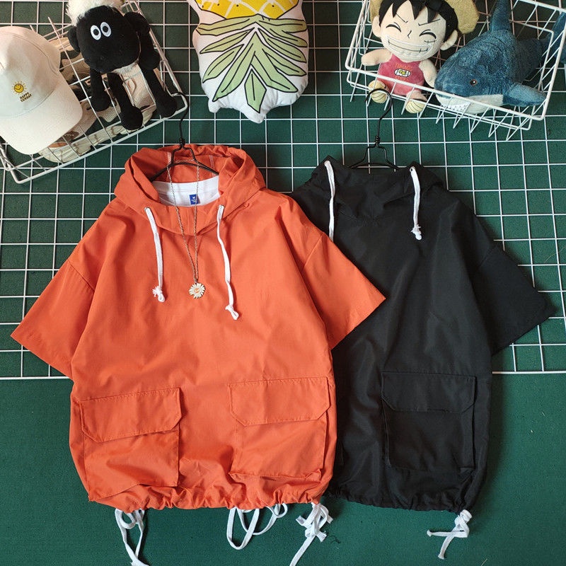 Áo Thun Tay Ngắn Có Nón Thời Trang Phong Cách Hong Kong Cho Nam/ Nữ