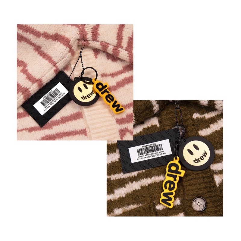 Áo Cadigan Drew House Hồng Nâu- Drew House Sketch Mascot Squiggle Cardigan Olive/Ivory/ Áo len Drew