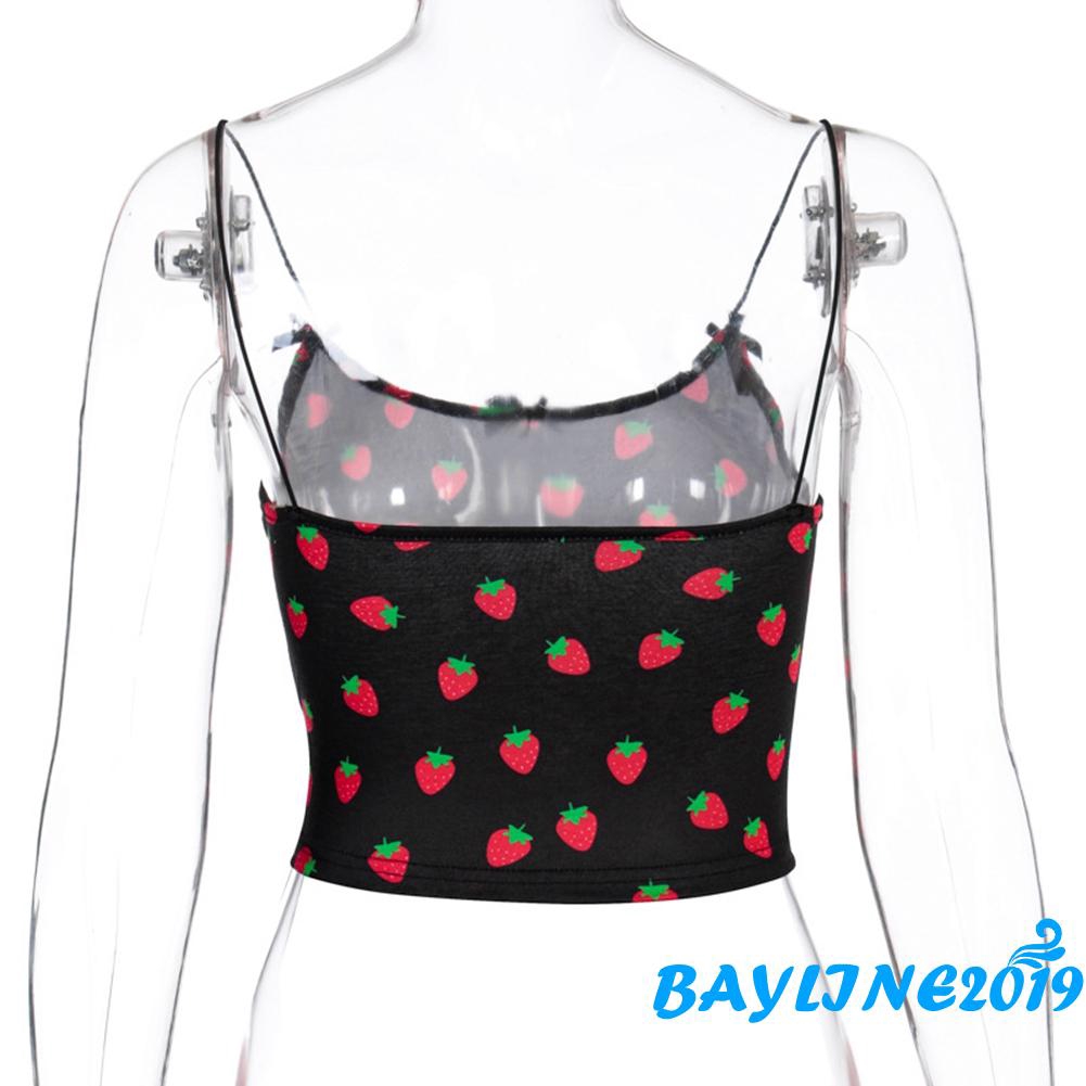 Áo hai dây hình dâu tây xinh xắn thời trang 2020 dành cho nữ