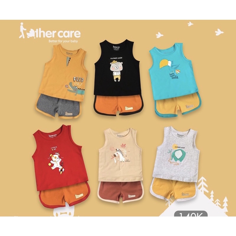 Bộ Quần Áo FatherCare Ba Lỗ Bé Trai Cotton - In Hình