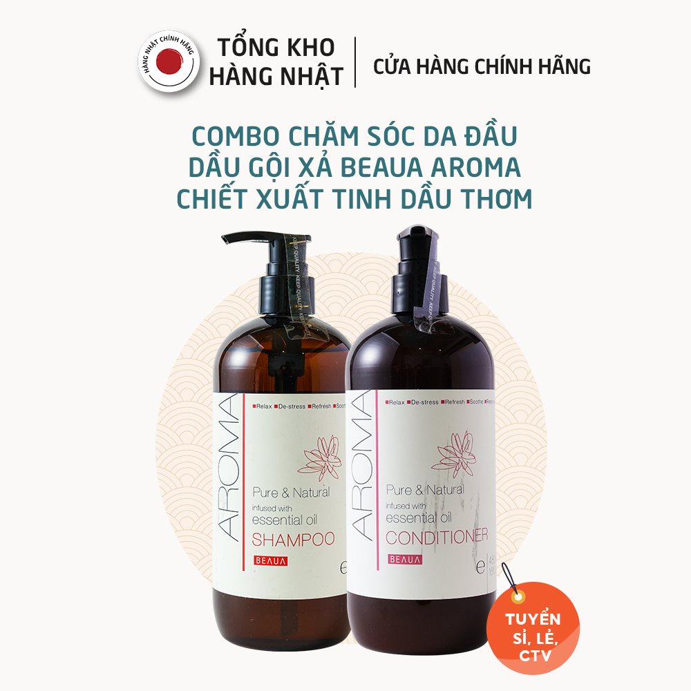 BỘ DẦU GỘI XẢ BEAUA AROMA CHIẾT XUẤT TINH DẦU THƠM (CHAI 480ML)