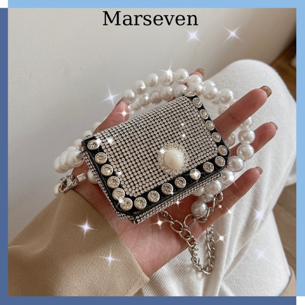 Túi Đeo Chéo mini Đính Đá Phối Dây Xích Thời Trang