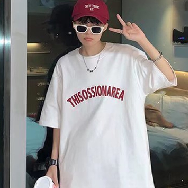 Áo Thun Tay Ngắn Dáng Rộng In Chữ Phong Cách Hip Hop Đường Phố Hàn Quốc Thời Trang Mùa Hè Cho Nam Cỡ M-5XL