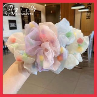 Cột tóc scrunchies pom pom cục bông- Thùy My Accessories