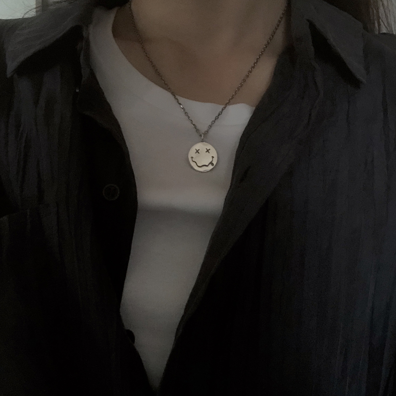 Dây Chuyền Mặt Hình Mặt Cười Đơn Giản Phong Cách Hip-Hop Hàn Quốc