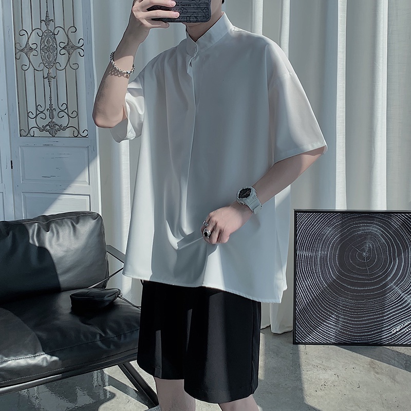 Áo polo Ngắn Tay Màu Trắng Đen Thiết Kế Đơn Giản Thời Trang Hàn Quốc 2022 Cho Nam