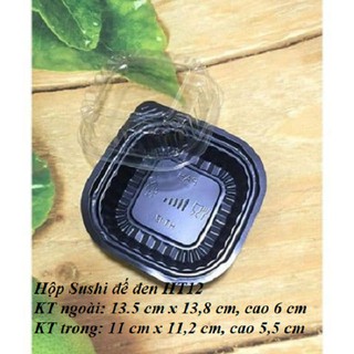 HỘP NHỰA VUÔNG ĐẾ ĐEN HT12 KÍCH 11 X 11,2 CM X 5,5 CM DÙNG ĐỂ ĐỰNG SUSHI HOẶC ĐỰNG XÔI BÀY MÂM CÚNG