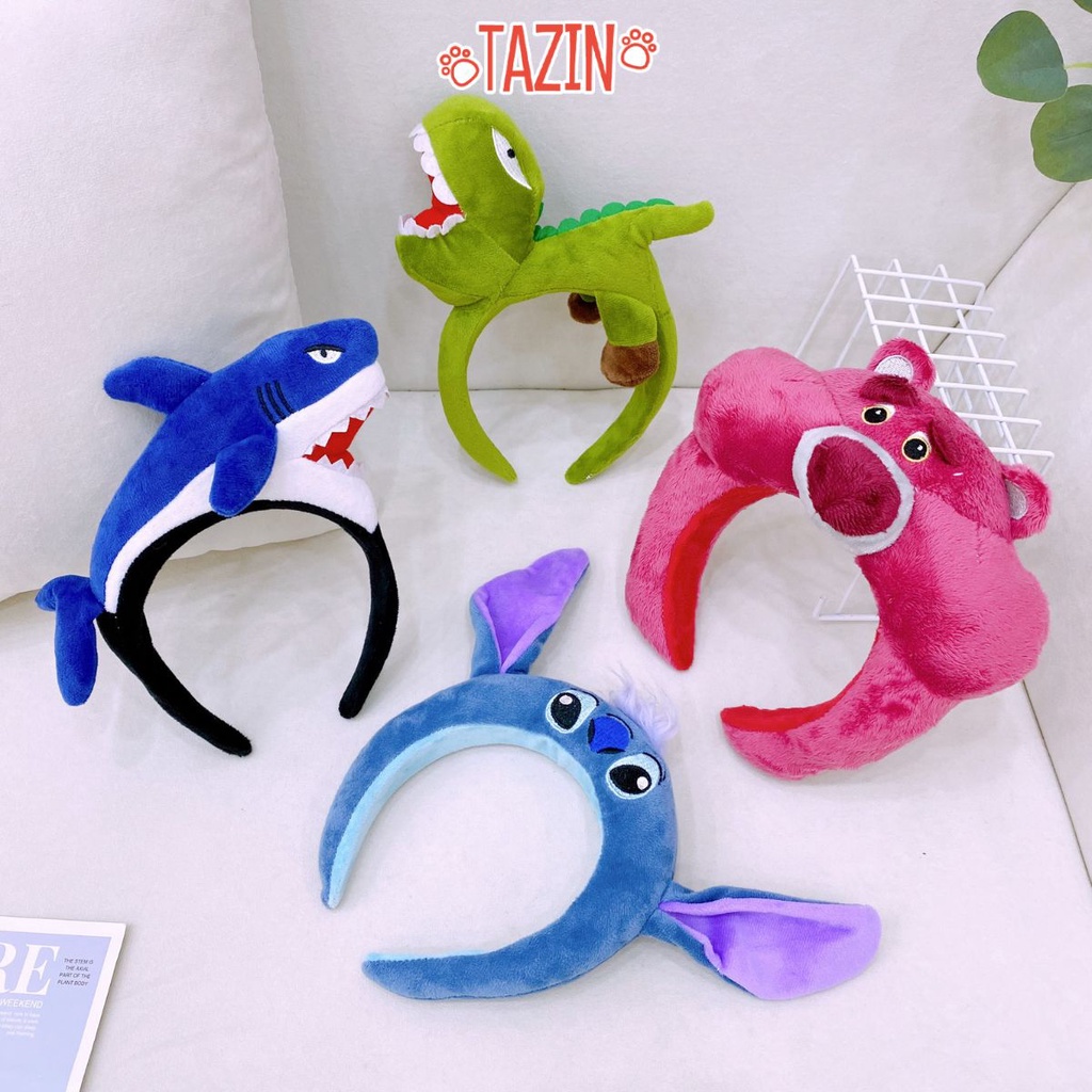 Bờm Thú Bông Lotso, Stitch, Cá Mập, Khủng Long, Băng Đô Hình Thú Đáng Yêu