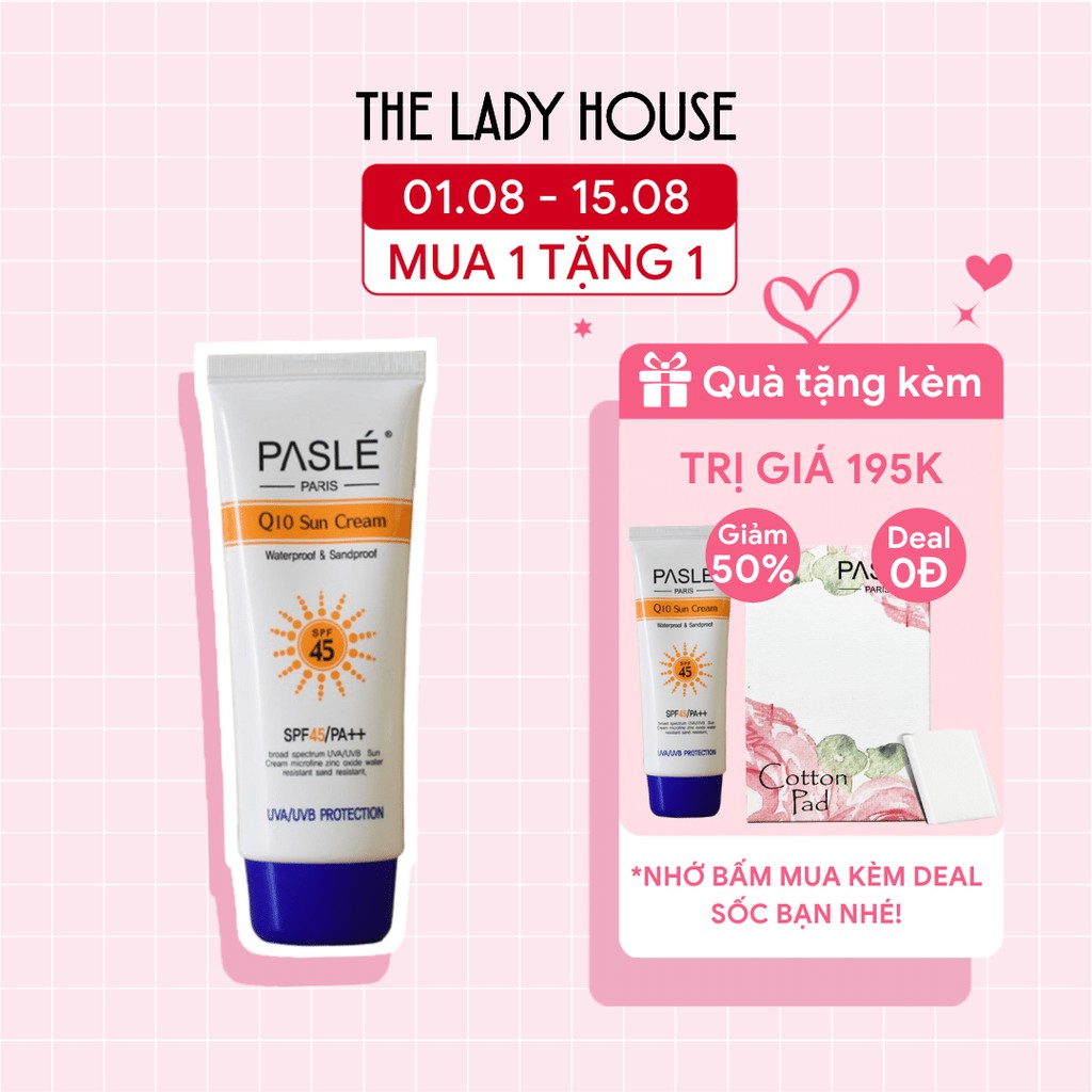 Kem Chống Nắng Q10 SUN CREAM XANH PASLÉ Bảo Vệ Da 4 Mùa [SPF 45 PA++] - 100g/tuýp.