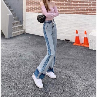 Quần jeans nữ ống rộng gấp gấu, Quần Jean ống suông rộng cạp cao, dáng dài, quần bò nữ ống rộng