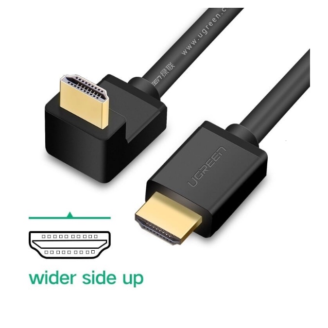 Cáp HDMI 1.4 Dài 2M Đầu Bẻ Góc Vuông Ugreen 10173 (Bẻ Xuống)