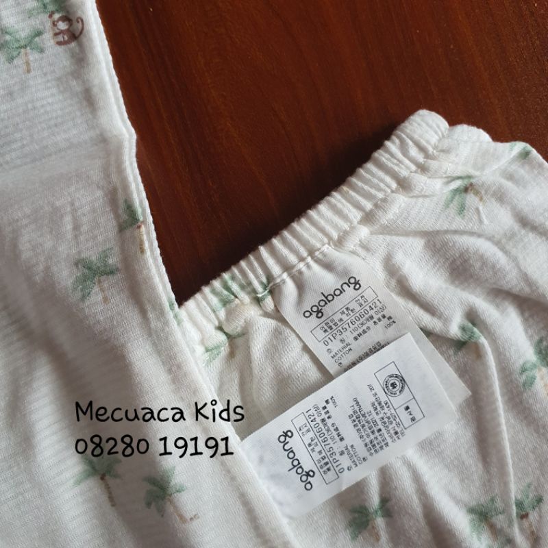 [110] Bộ lửng tay lỡ cotton giấy màu trắng cây dừa Agabang xuất Hàn dư xịn cho bé trai bé gái