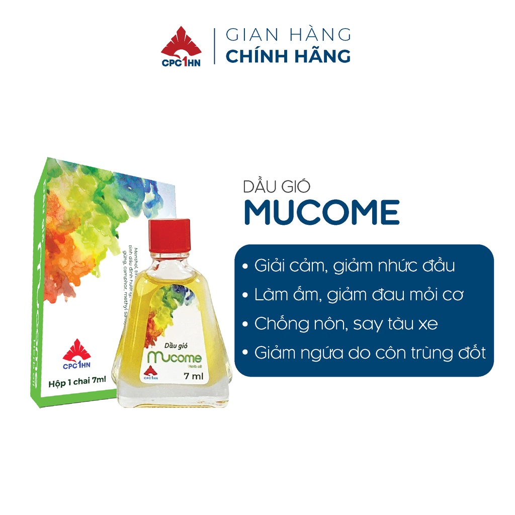 DẦU GIÓ GIẢM KHÓ THỞ NGHẸT MŨI NHỨC ĐẦU SỔ MŨI MUCOME CPC1HN - CHAI 7ML