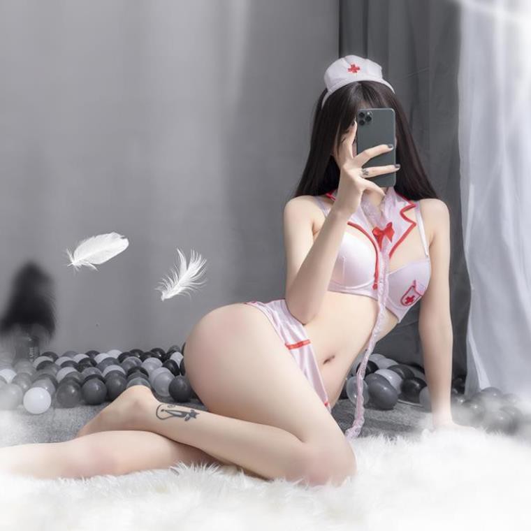 Váy ngủ Cosplay nữ y tá 💝 Free ship 💝 có cúp ngực Đẹp 💝