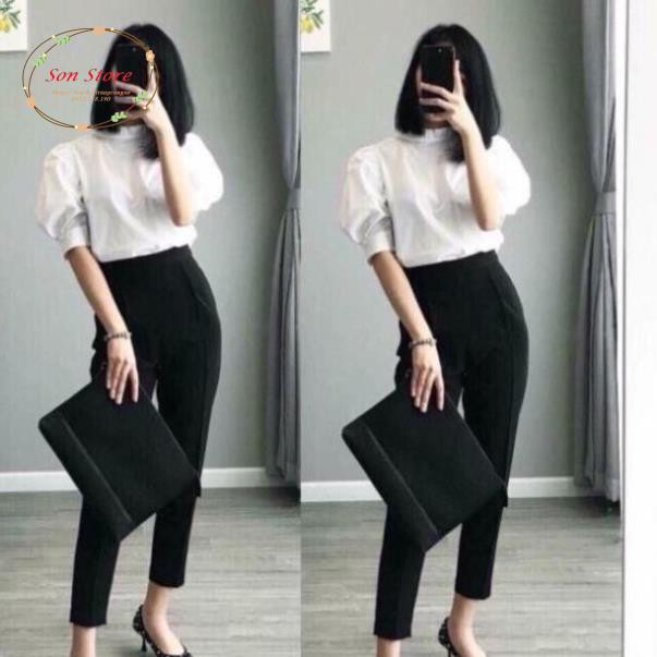 Quần baggy công sở basic chun sau khoá sườn | BigBuy360 - bigbuy360.vn