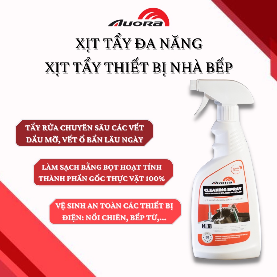 Xịt tẩy đa năng thiết bị nhà bếp AUORA tẩy sạch vết dầu mỡ thành phần thiên nhiên vệ sinh nồi chiên không dầu bếp từ