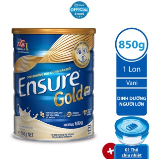 [Nhập GRO1AB521 giảm 4%] [Tặng 01 Thố chịu nhiệt] Sữa bột Ensure Gold Vani (HMB) 850g