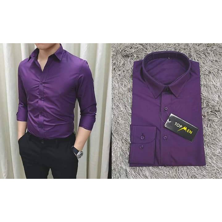 FREESHIP 99K TOÀN QUỐC_SƠ MI NAM dài tay,màu tím,phom ôm,chất dày,không nhăn.GIÁ XƯỞNG | BigBuy360 - bigbuy360.vn