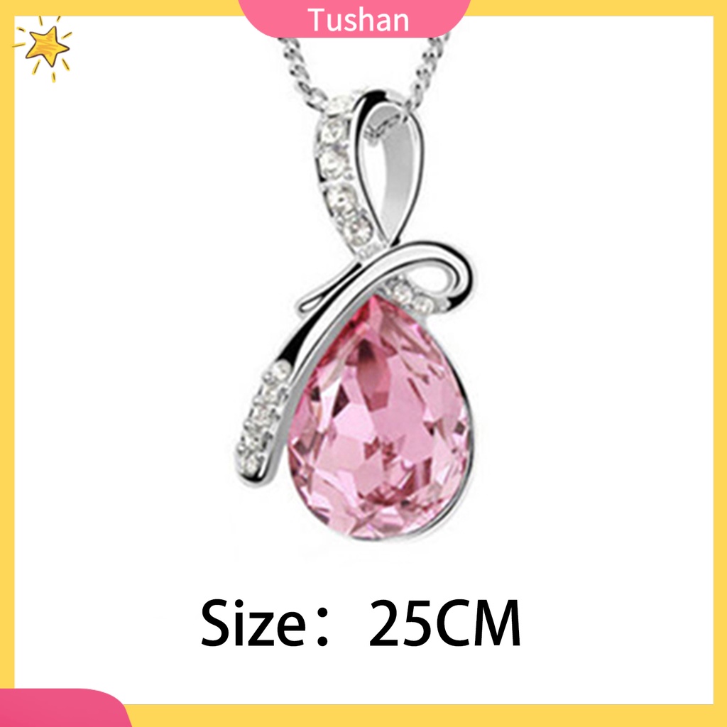 TUSH_Women Fashion Heart Teardrop Rhinestone Pendant Necklace Jewelry Charm Gift