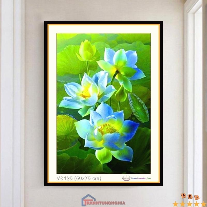 Tranh đính đá hoa sen ngát hương 75cm x 50cm
