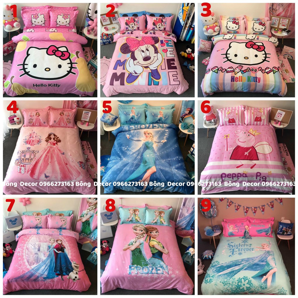 Bộ Chăn Ga Gối Cotton 100% Disney Cao Cấp Cho Bé