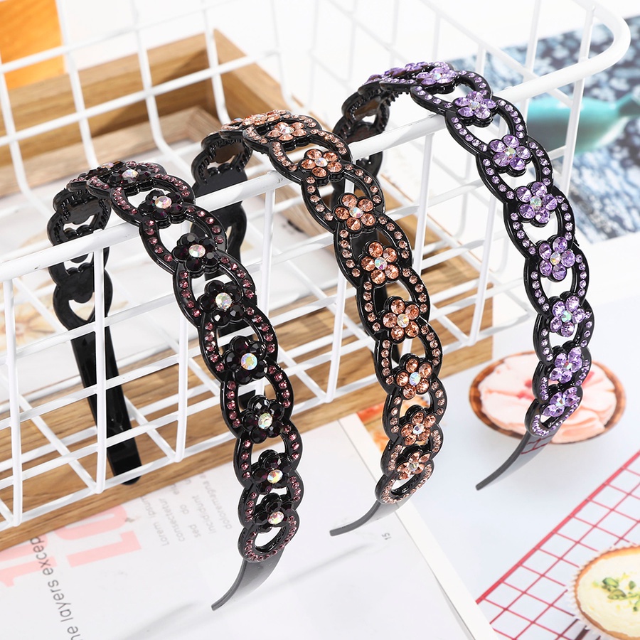 Băng Đô Nhựa Đính Đá Pha Lê Phong Cách Retro Hàn Quốc Cho Nữ