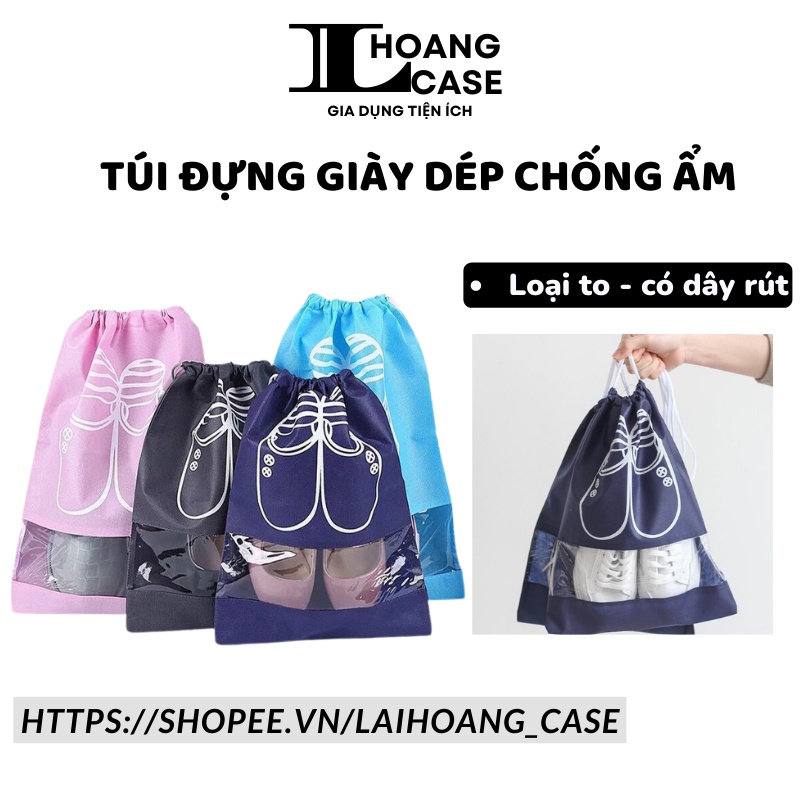 Túi đựng giày dép size to có dây rút hoạ tiết chống bụi bẩn tiện lợi khi trời mưa, đi du lịch