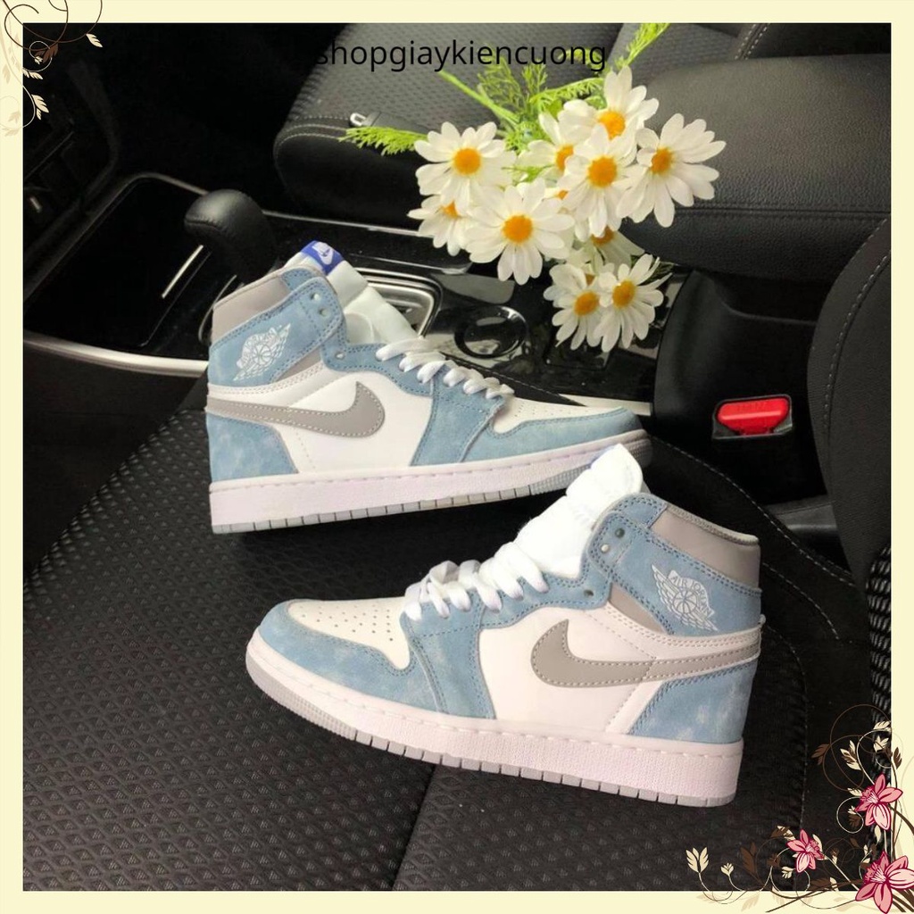 Giày JORDAN 1 HYPER ROYAL màu xanh nỉ cổ cao Hot trend,kiểu dáng thể thao sneaker,hàng cao cấp Full box Full bill