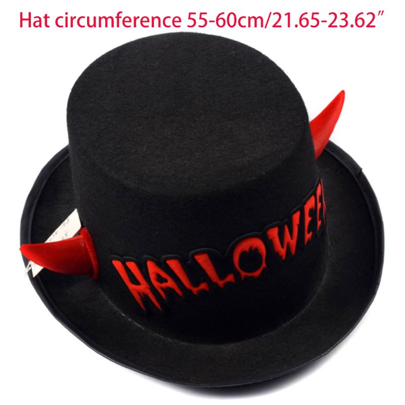 Comereally Mũ fedora Đính Sừng Ác Quỷ Dễ Thương Cho halloween