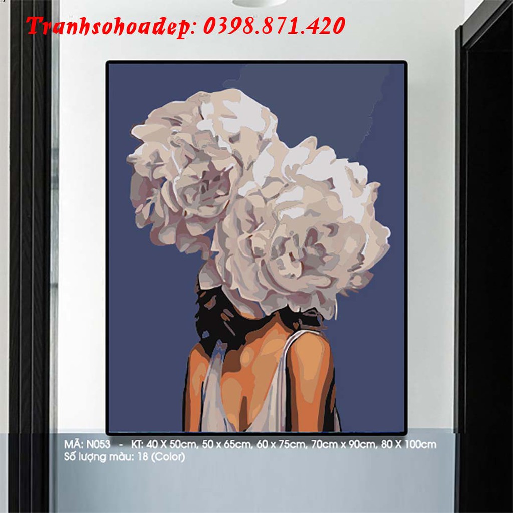 Tranh Sơn Dầu Số Hóa Cô Gái Và Hoa Bạch Trà T Art Siêu Đẹp Hàng Có Sẵn | BigBuy360 - bigbuy360.vn