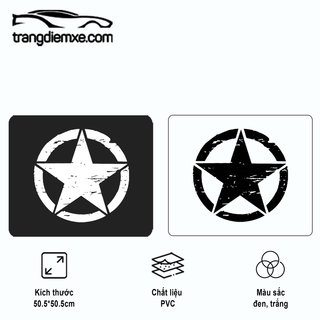 Decal Dán Xe Hình Ngôi Sao Tem Dán Xe Bao Ngầu Trangdiemxe