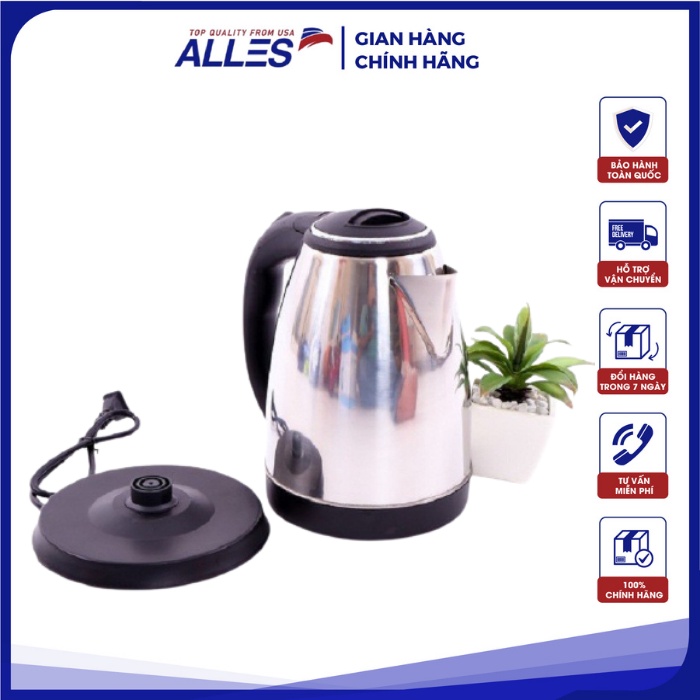 Ấm siêu tốc, Ấn đun siêu tốc Electric Kettle mini 1L8 bằng inox 304 cao cấp bảo hành 1 đổi 1