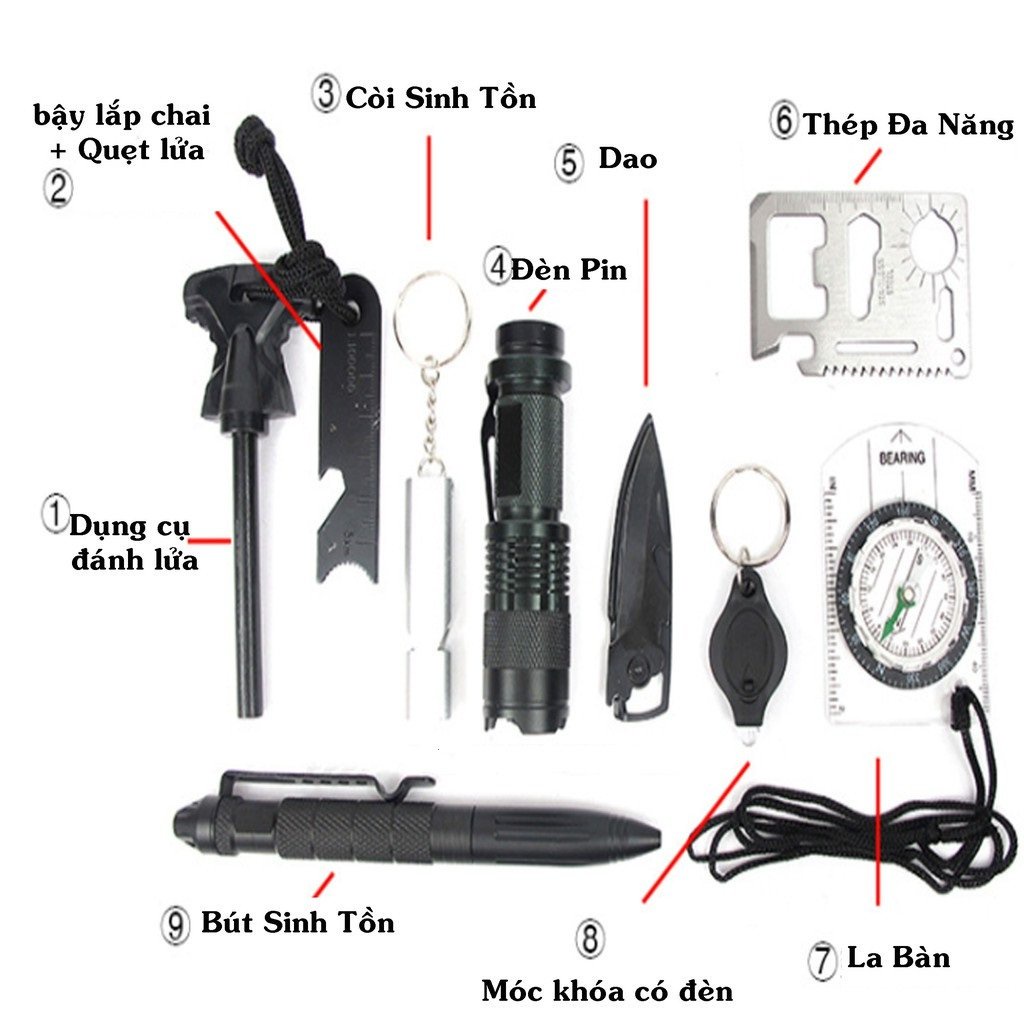 BỘ SINH TỒN SOS 10 MÓN - HỌP ĐEN