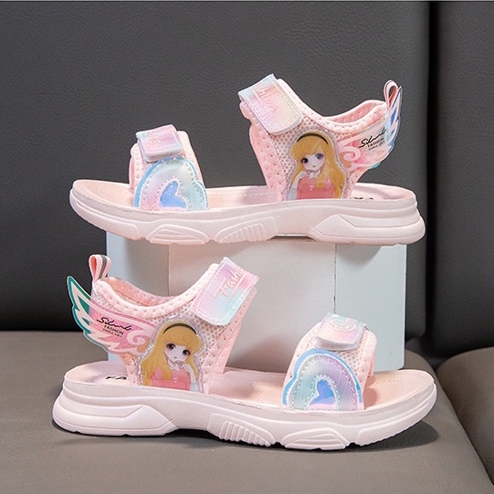 Xăng đan đế mềm in họa tiết công chúa dễ thương dành cho bé gái Dép quai hậu bé gái Sandal đi học trẻ em gái CT102