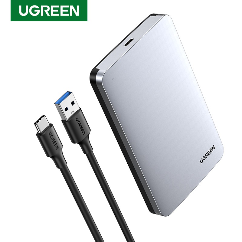 Vỏ ngoài ổ cứng Ugreen bằng nhôm HDD/SSD 2.5 SATA ke USB 3.1 tốc độ cao 6Gps với đèn LED tiện dụng