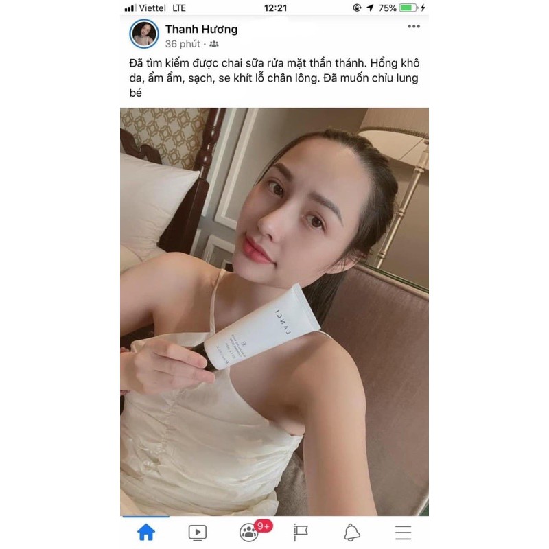 Sữa rửa mặt Lanci mẫu mới 2023 tặng tẩy tế bào chết cà phê