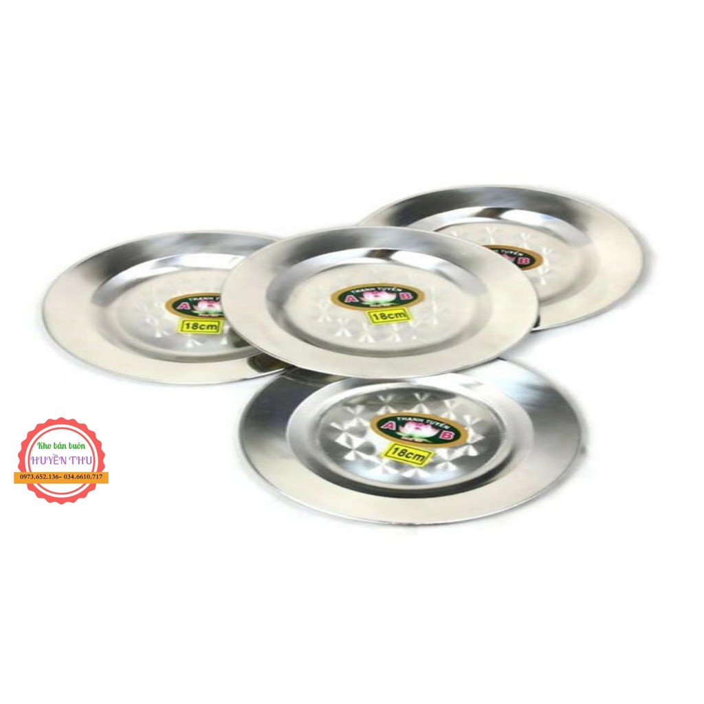 Combo 2 đĩa inox đẹp 18cm