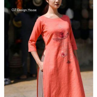 Thô linen màu cam