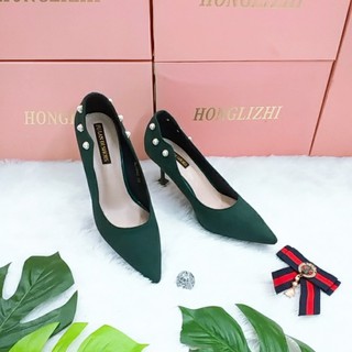 [GIÁ HỦY DIỆT] GIÀY CAO GÓT MÀU XANH ĐÍNH NGỌC