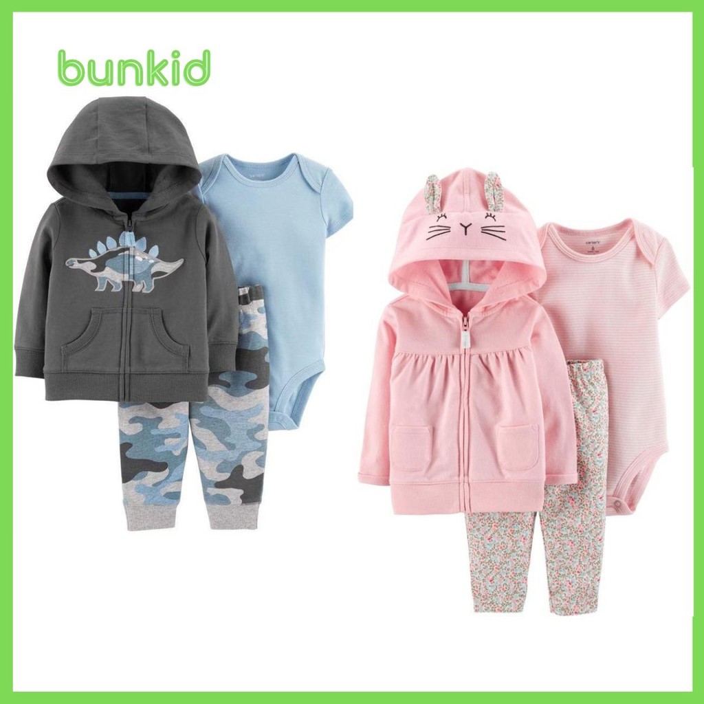 Set body kèm quần và áo khoác Carter's cho bé trai, bé gái từ 6 tháng đến 2 tuổi, Bunkid