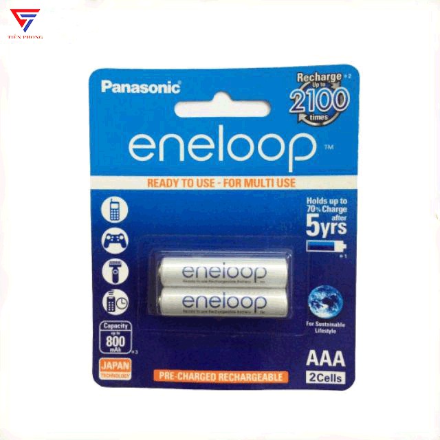 Pin sạc AAA Eneloop Panasonic 800mAh sản xuất tại Nhật Bản vỉ 2 viên chính hãng