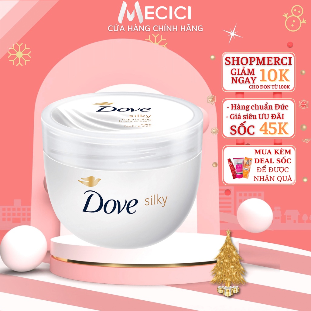 Kem dưỡng thể Dove Silky Nourishing Body Cream giữ ẩm làm trắng da toàn thân 300ml, Đức nội địa - Shop Mecici