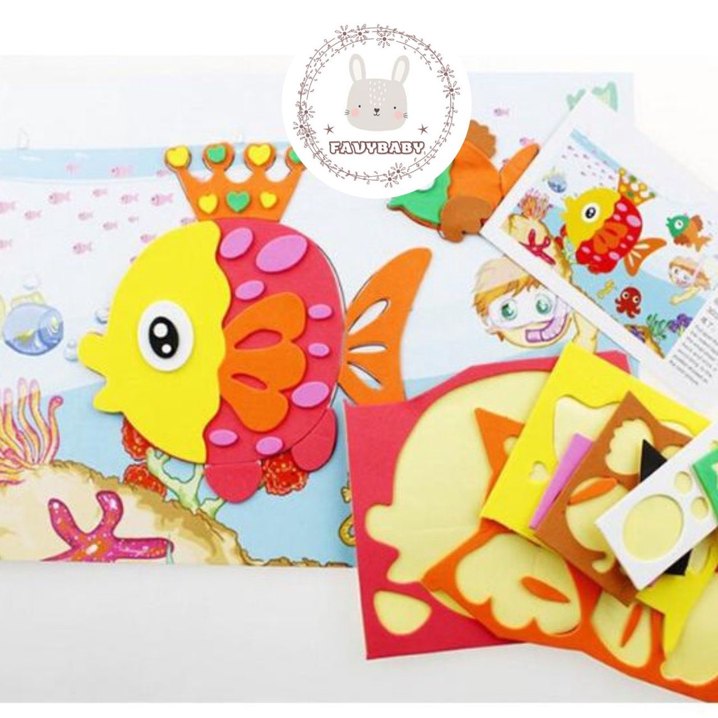Sticker 3D-Tranh Dán Xốp 3D-Hình Dán Động Vật Pony Siêu Nhân Anh Hùng Xe Cộ Công Chúa cho bé Mẫu Ngẫu Nhiên - Favybaby