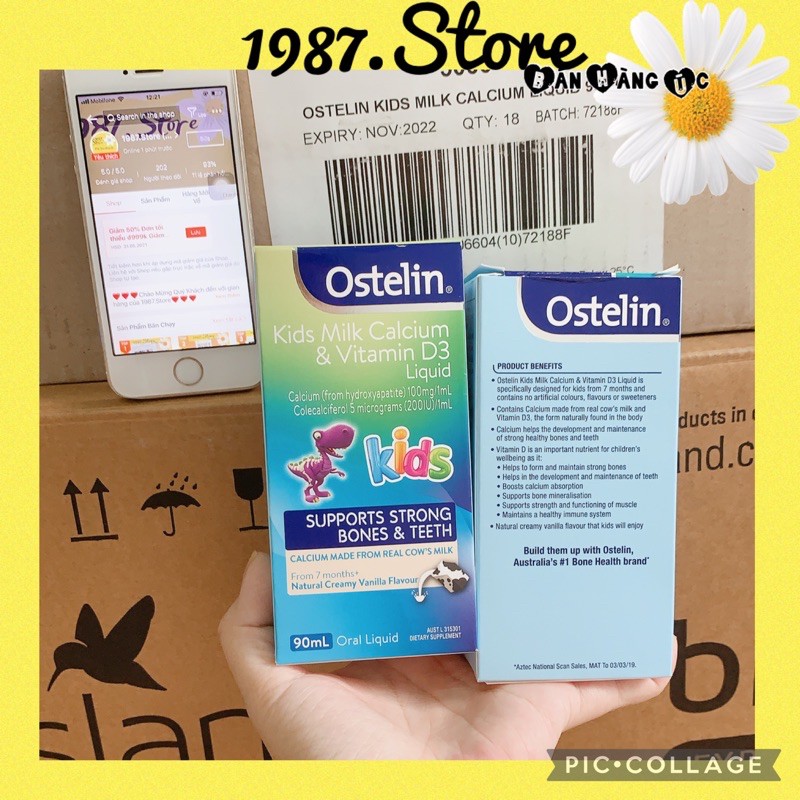 (Date 10/2023) Sản phẩm bổ sung kết hợp canxi sữa Ostelin Canxi &amp; Vitamin D3 90ml cho bé từ 7 tháng