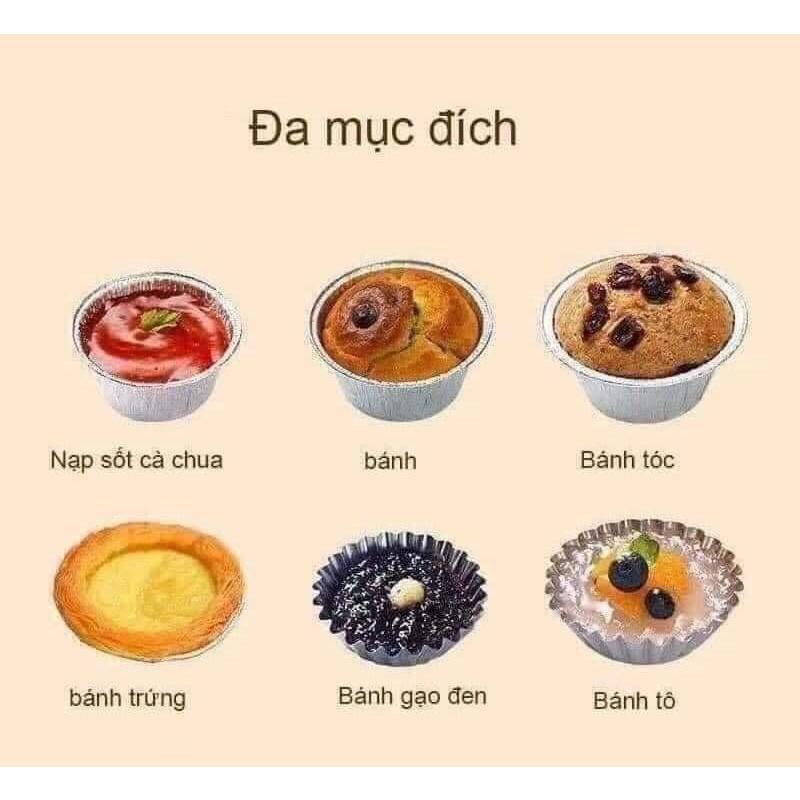 Khay giấy bạc nướng bánh, combo 100 cái tô bạc nướng bánh size 7.2cm