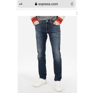 Quần Jeans EXPRESS Nam Bigsize 90-150kg Xanh Trung Túi Viền Chỉ Đen Cotton Wash Trước (LỖI) - 2317