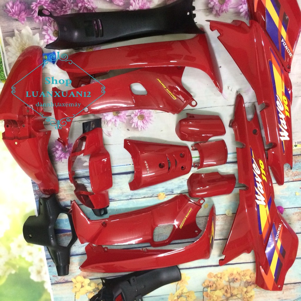 Dàn áo xe Wave thái Màu ĐỎ CỜ  -Wave zx   Wave 1 bóng   ,Wave 110 ,nhựa ABS cao cấp