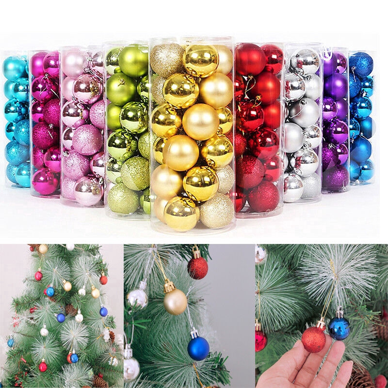 Bộ 6/10/12 bóng lấp lánh 4/6/8 cm dùng để trang trí giáng sinh tiện dụng