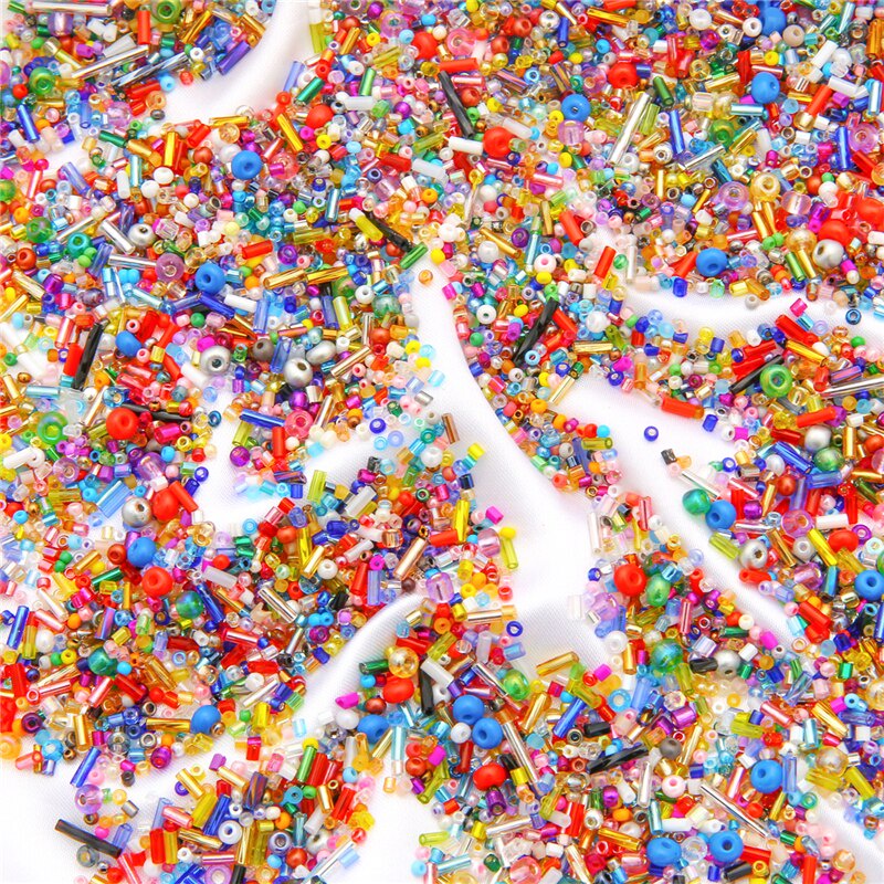 Set 800 hạt thủy tinh hỗn hợp hình tròn kết hợp màu sắc và kích thước là phụ kiện quần áo